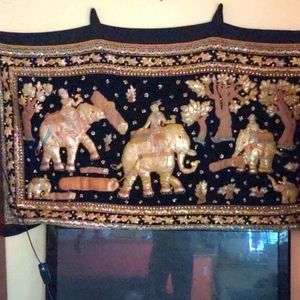 3D sequin elephant tapestry handmade from Thailand